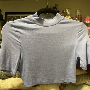 SHEIN Gray Crop Top Short Sleeve Fitted